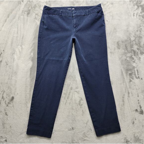 Old Navy Pants Womens 14 Blue Mid Rise Pixie Ankle Stretch Cotton Chino Office - Picture 1 of 11
